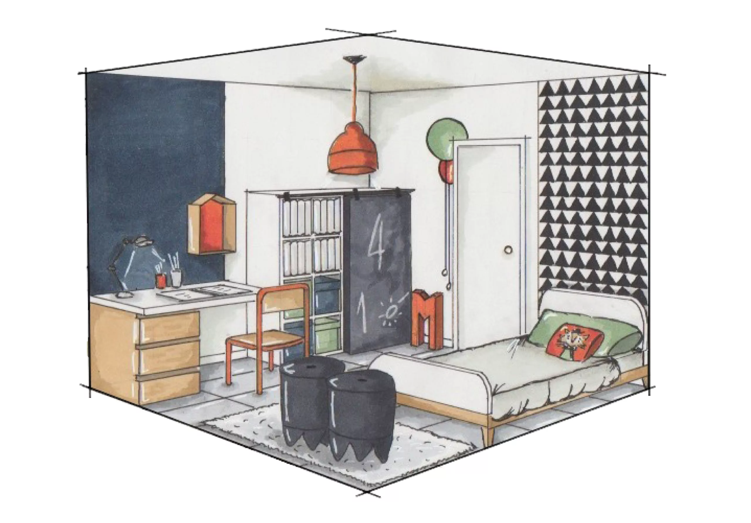 Perspective de la décoration d'une chambre d'enfant